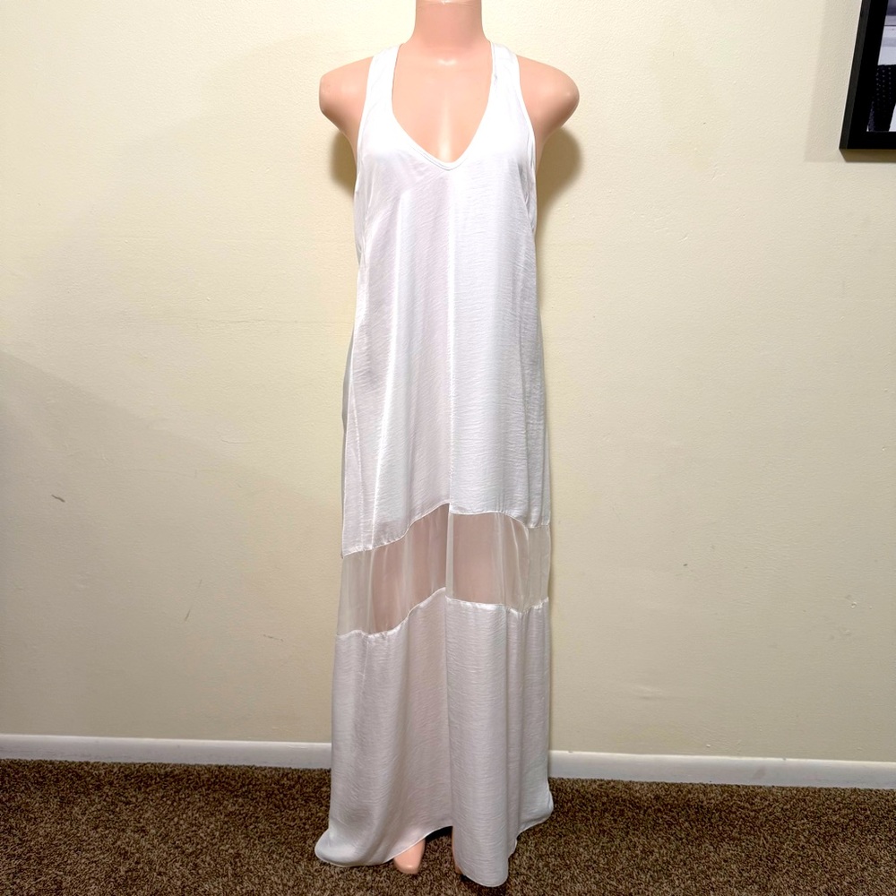ERA by Kymerah silky chiffon paneled white maxi dress woman size small